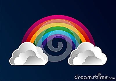 Rainbow With Clouds Cartoon Background Stock Images - Image: 25130764