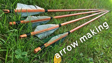 Making Wood Arrows (Birch shafts, Self nocks) - YouTube