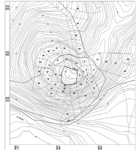 Topographic map showing survey fields. | Download Scientific Diagram