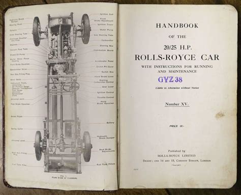 Lot 325 - Rolls-Royce. Handbook of the 20/25 H.P.