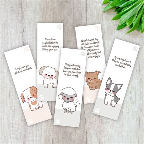 Bookmarks With Dogs Bookmarks Set of 10 Dogs Quotes Cute Bookmarks Cute ...