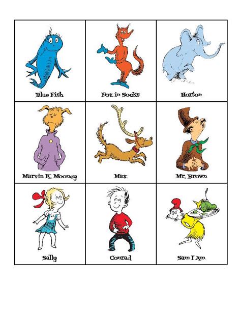 Dr Seuss Characters Pictures And Names