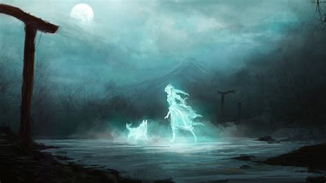 women, Ghosts, Dog, Night, Mist, Digital art, Moon Wallpapers HD ...