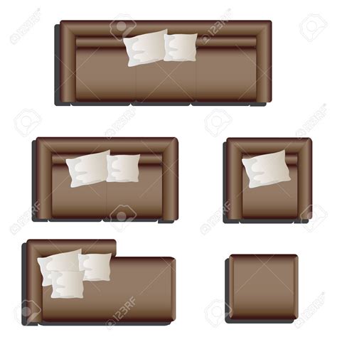 Furniture top view set 28 for interior ,vector illustration, brown sofa ...