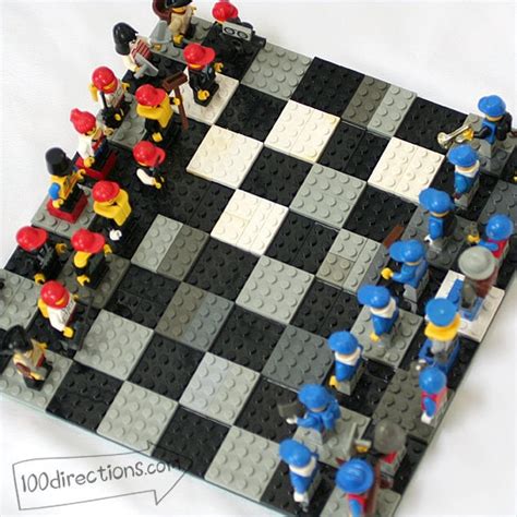 DIY LEGO chess game board and pieces - 100 Directions