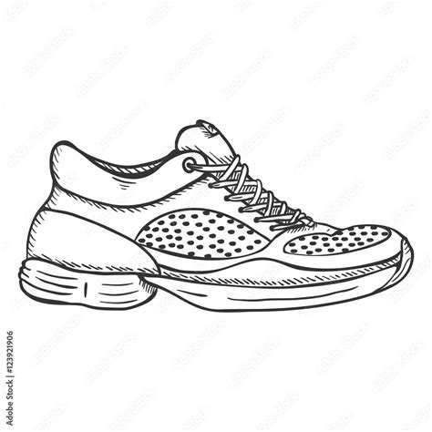 Vector Sketch Illustration - Side View Running Shoes Stock Vector ...