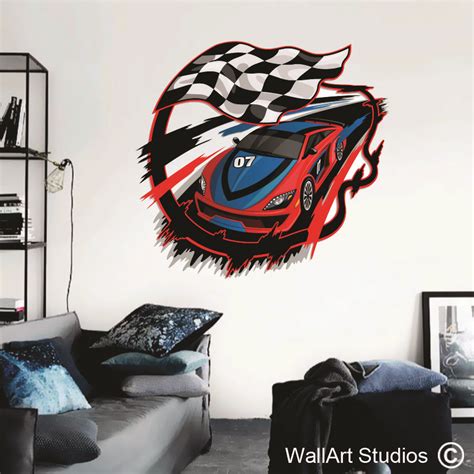 Speeding Racing Car | Boys Wall Art Sticker | Wall Art Studios