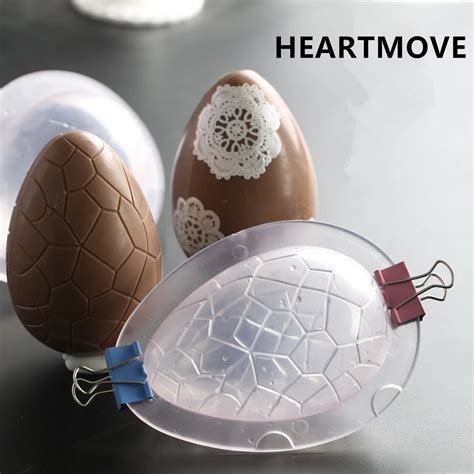 HEARTMOVE Newly 2 Style 3D Easter Egg Chocolate Mold Stereo Candy Jelly ...