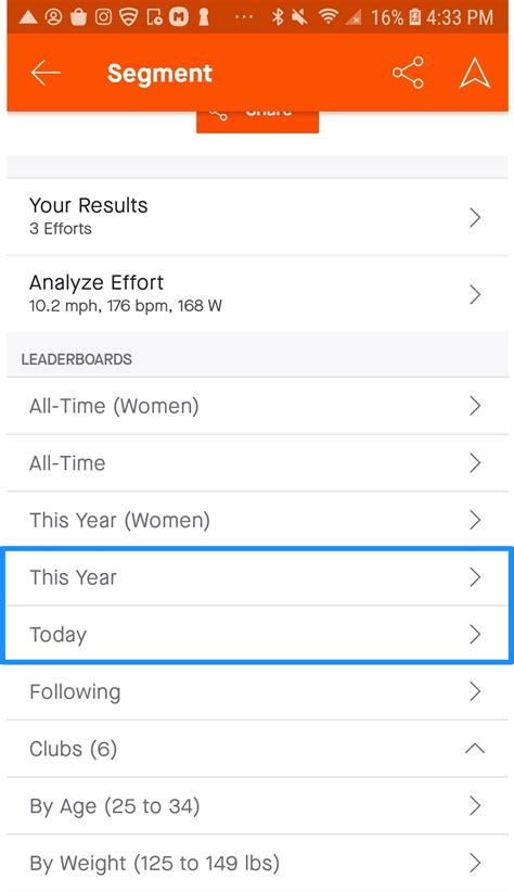 Segment Leaderboard Filters – Strava Support