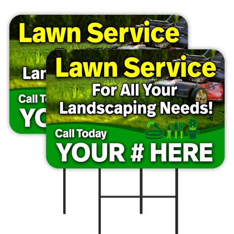 Lawn Service - Landscaping - Customizable Phone Number 2 Pack Double ...