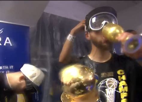 Stephen Curry Celebrates In Locker Room After Warriors Win Championship ...