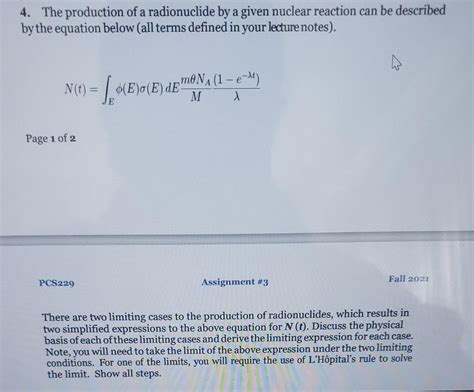 4. The production of a radionuclide by a given | Chegg.com