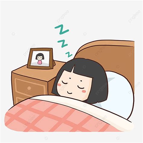 Short Hair Girl Sleeping Clipart