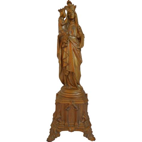 French Metal Statue Of Saint Anne De Beaupre & Virgin Mary, Circa 1920 ...