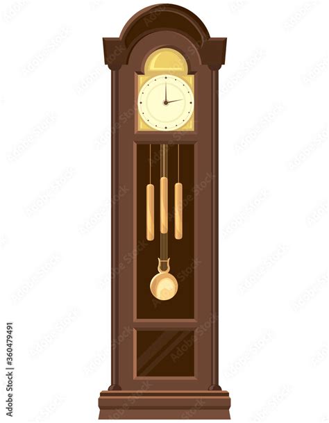 Grandfather clock in cartoon style. Vintage object isolated on white ...