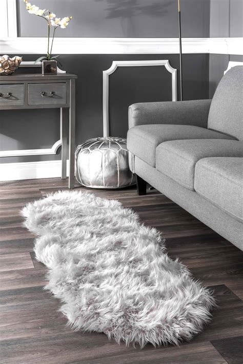 Fluffy Faux Fur Rug | Light Grey Rugs | Free Shipping