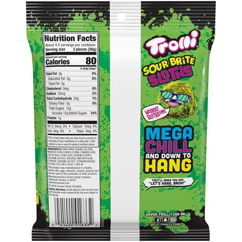 Trolli Sour Brite Sloths - 120g Bag