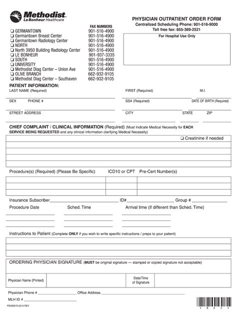 2016-2024 Methodist Physician Outpatient Order Form Fill Online ...