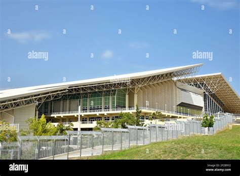 Exterior view of the OAKA Olympic Stadium Sports Complex building in ...