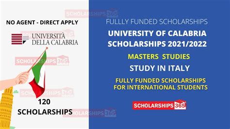 University of Calabria Scholarships 2021-22 in Italy - Free Study in Italy