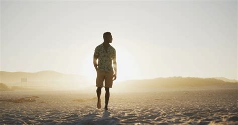 African American Man Walking At Beach Stock Footage SBV-346594751 ...