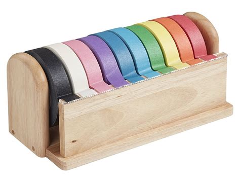 Masking Tape Wooden Dispenser with 10 Assorted Color Tape Rolls ...