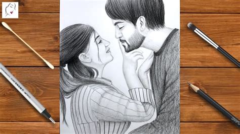 How to draw a Romantic Girl and Boy step by step | Cute Couple Drawing ...