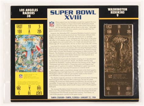 Super Bowl XVIII Commemorative Score Card with 22kt Gold Ticket | Barnebys