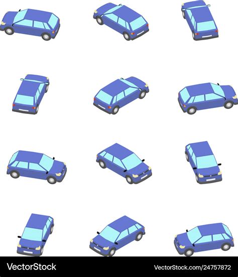 Animation rotation car in isometric Royalty Free Vector