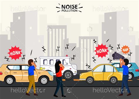 Noise pollution by vehicles illustration - Download Graphics & Vectors