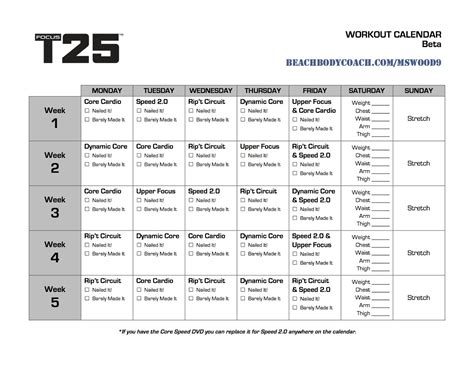 michelle is living well: Focus T25 workout calendar