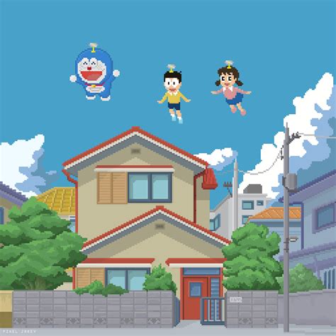 Doraemon Pixel Art - 250x250 canvas : r/PixelArt