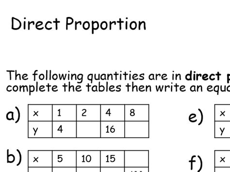 Direct Proportion Worksheet | Teaching Resources