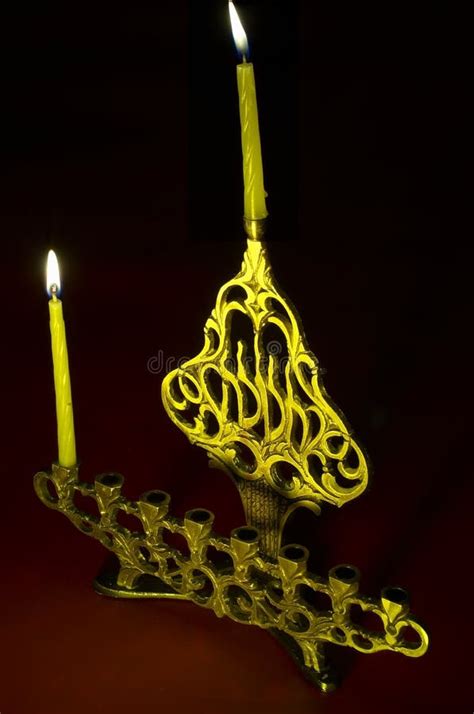 Hanuka Candles in Hanukkiya Stock Image - Image of festival, chanukah ...