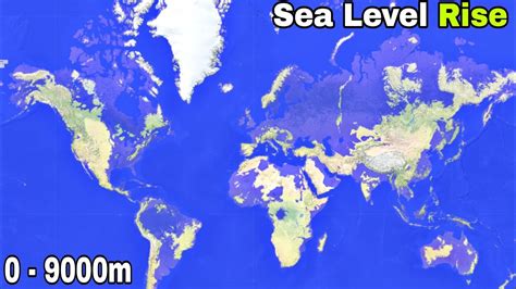 World Flood Map | Sea Level Rise (0 - 9000m) - YouTube