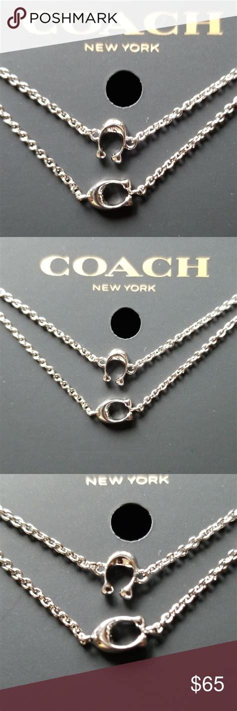 COACH Signature Long Necklace Silvertone NWT | Long necklace, Womens ...