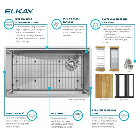 Elkay 18.5'' W Single Bowl Stainless Steel Undermount Kitchen Sink ...