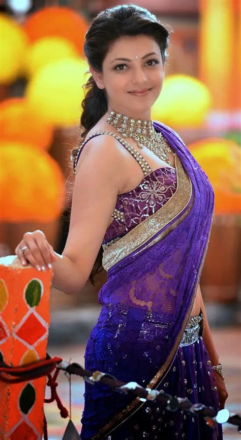 kajal agarwal in Clear Navy Saree - Beauty Epic