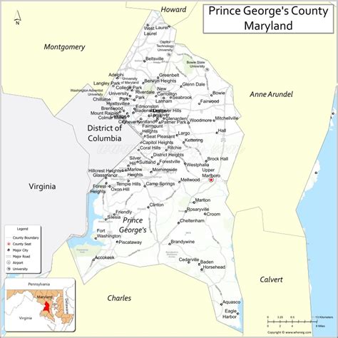 Prince George's County Map, Maryland - Where is Located, Cities ...