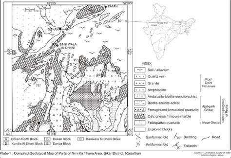 Compiled Geological Map of parts of Nim Ka Thana area, Sikar District ...