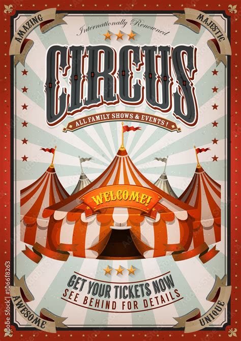 Photo & Art Print Vintage Circus Poster With Big Top, benchart