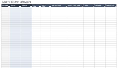 Emergency Contact List Template For Employees Excel - Printable Form ...
