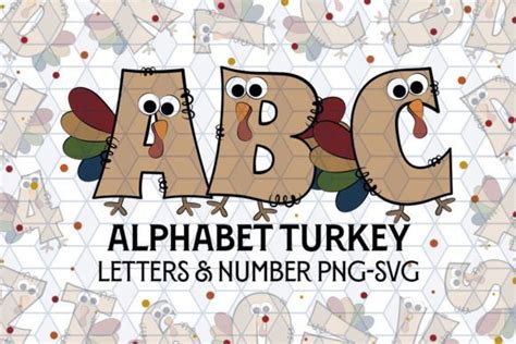 Turkey Thanksgiving Alphabet Doodle Graphic by Little Lady Design ...