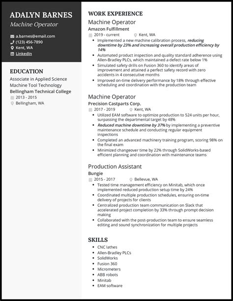 3 Machine Operator Resume Examples Proven to Work in 2024