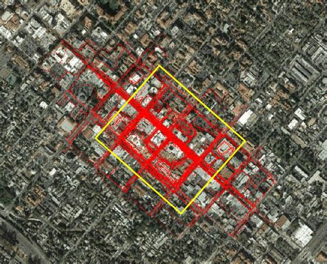 Google Maps aerial view of downtown Santa Barbara, with GNSS traces in ...