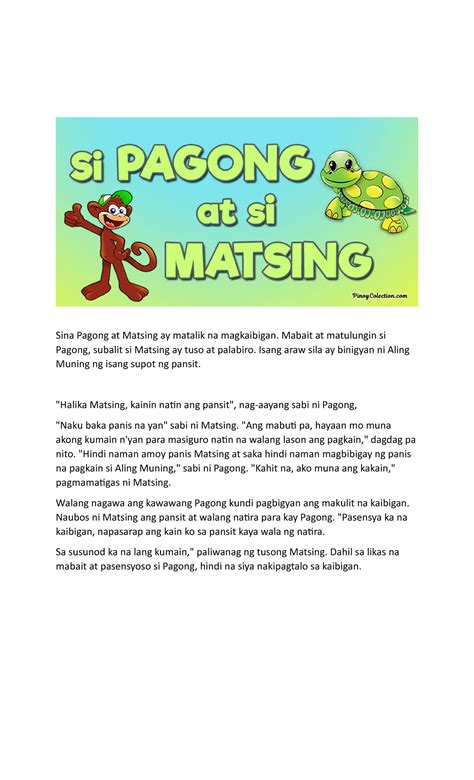 Matsing at Pagong - Yes - Sina Pagong at Matsing ay matalik na ...