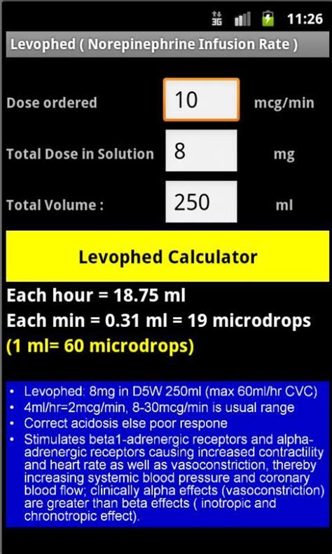 Levophed Infusion Rate APK for Android Download