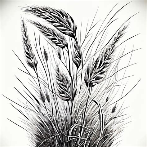 Black and White Ornamental Grass Pencil Sketch. Stock Photo - Image of ...