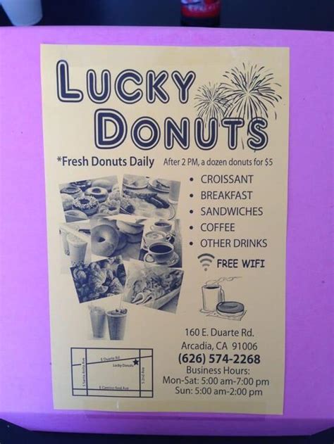 Menu at Lucky Donuts, Arcadia