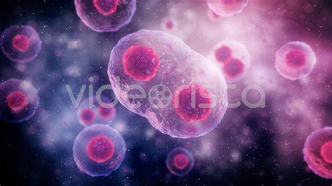 3D Animation of Cell division under a microscope. Dividing and ...